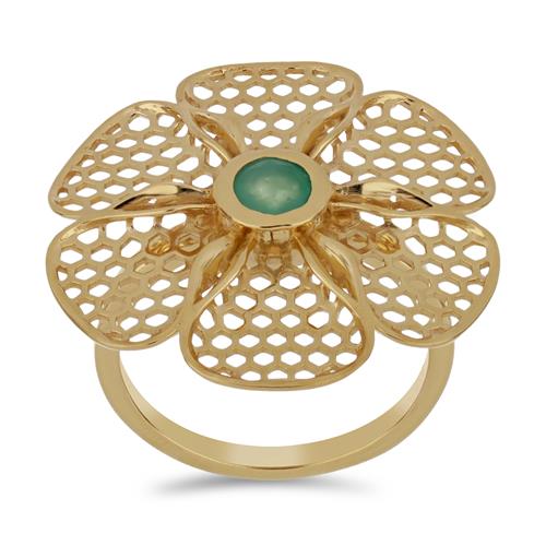 BUY 925 SILVER EMERALD TRANSPARENT GEMSTONE FLORAL RING